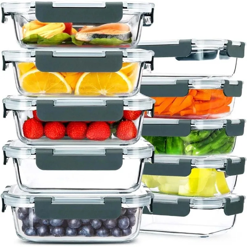 

Glass Meal Prep Containers Snap Locking Lids,Leftovers Airtight Glass Bowls with lids Microwave,Oven,Freezer,Dishwasher Safe