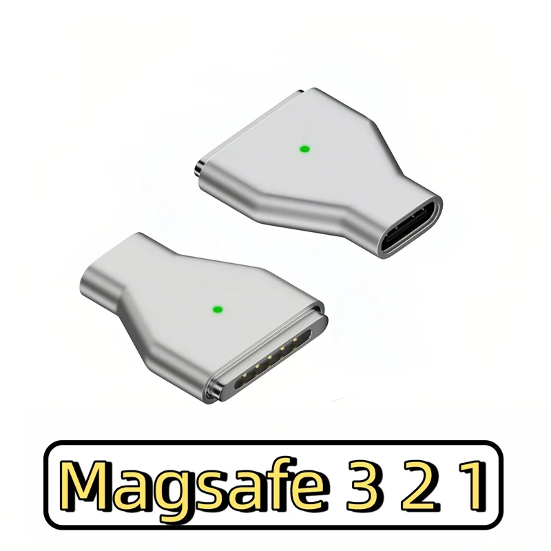 

140W MacBook Air Pro USB Type C Female Charging Adapter for Magsafe 3 2 1 Alloy Magnetic LED Indicator Plug Converter Adaptador