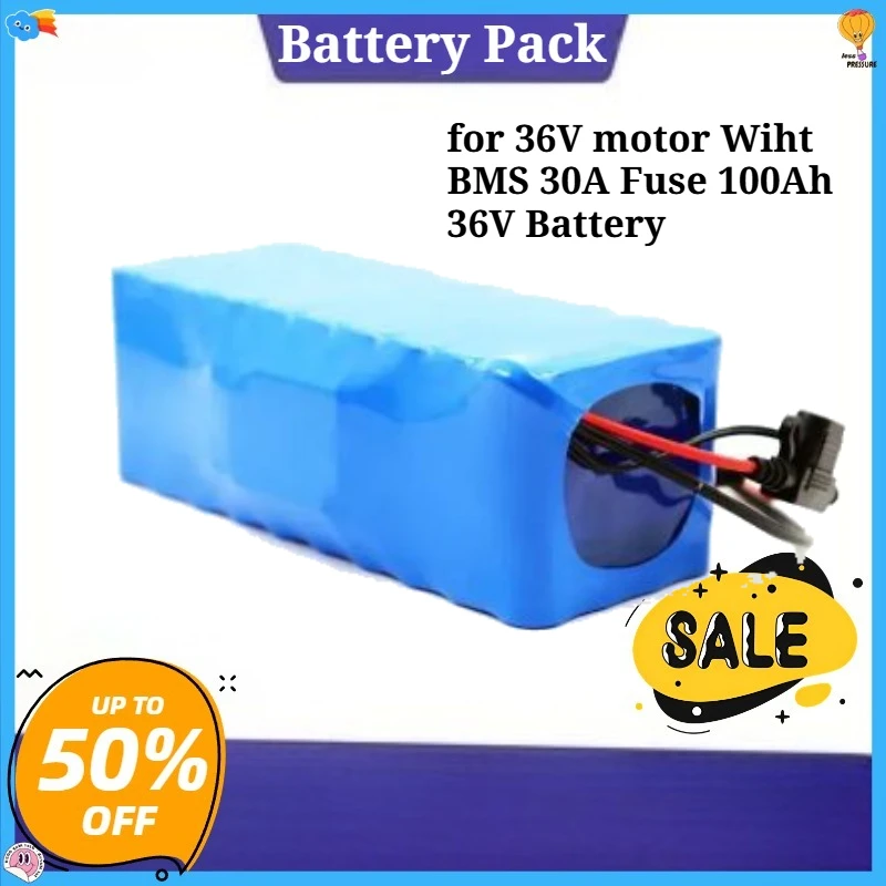 

for 36V motor Wiht BMS 30A Fuse 100Ah 36V Battery 10S4P Battery Pack 500W 750W 1000W High Power 42V Solar Panels Suitable