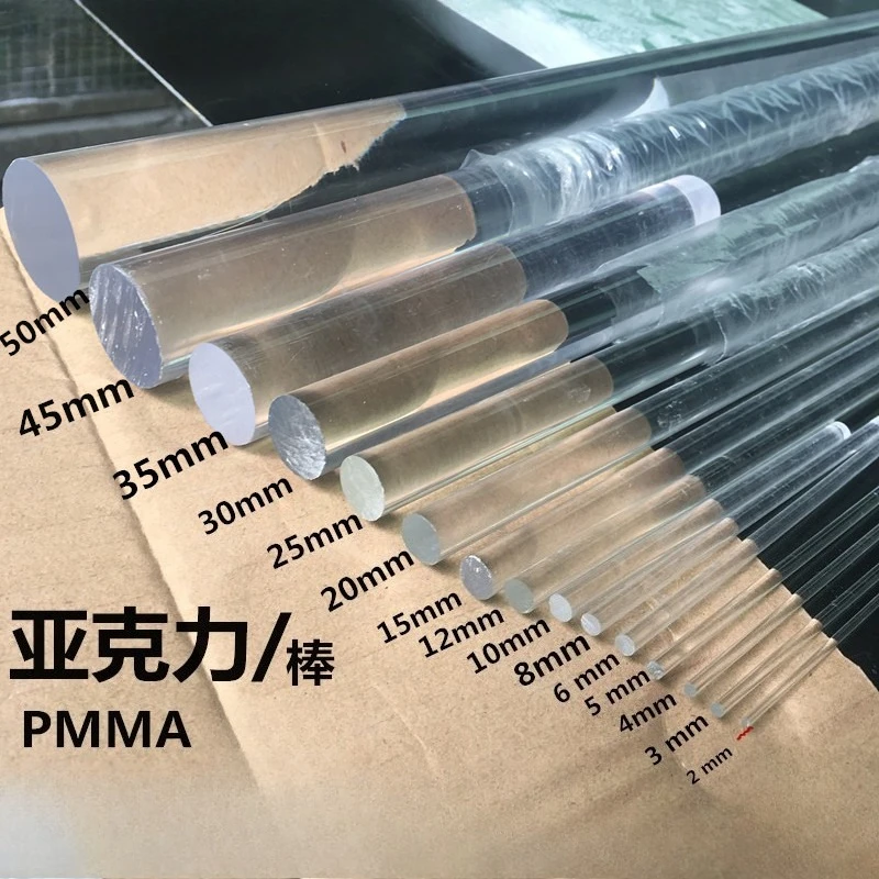 

1pc PMMA Acrylic Solid Round Rod Transparent Light Guide Plastic Bar Dia 2-60mm DIY Tools 500mm