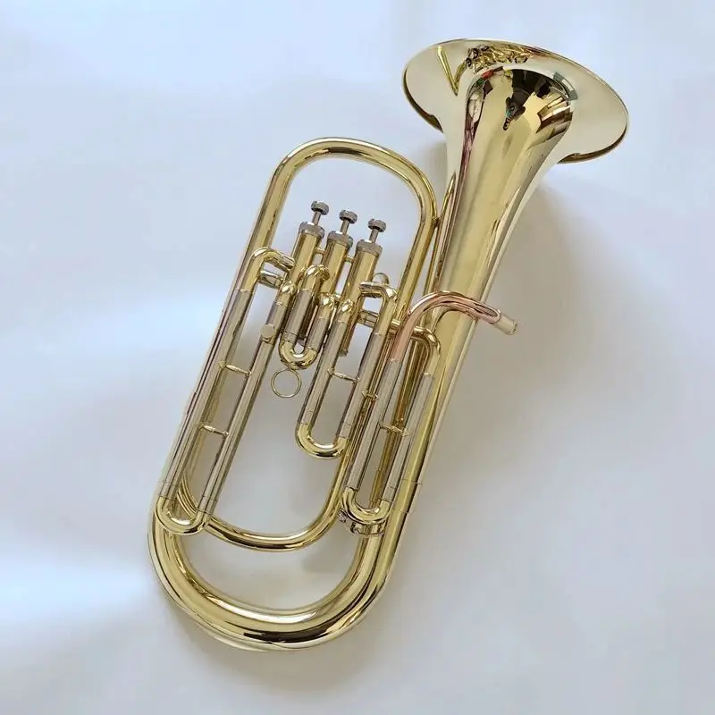 Brass gold-plated professional Baritone Horn B-flat euphonium high-quality tone three-key tenor jazz instrument trumpet horn