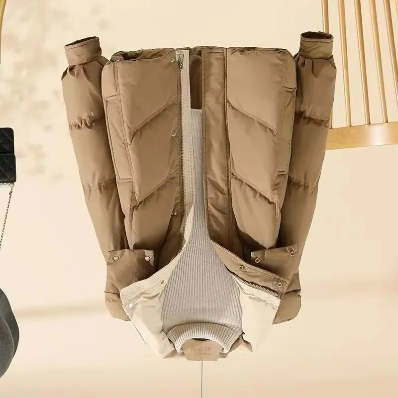Veste rembourrée en coton pour femme, Parkas courts, nouveau manteau chaud en coton, vêtements d'extérieur à capuche, mode pain, tendance, 2025
