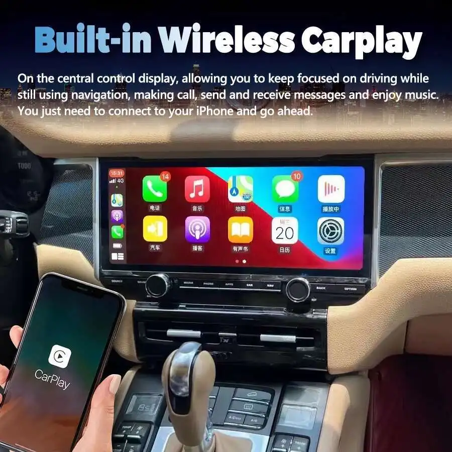 1920*720 شاشة أندرويد 14 Autoradio CarPlay سيارة الوسائط المتعددة مشغل فيديو 12.3 بوصة لبورشه ماكان 2010-2015 راديو GPS ستيريو