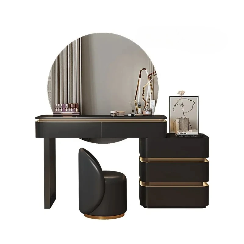 

Black dressing table, chest, integrated light luxury, modern bedroom, high-end 30cm solid wood makeup table