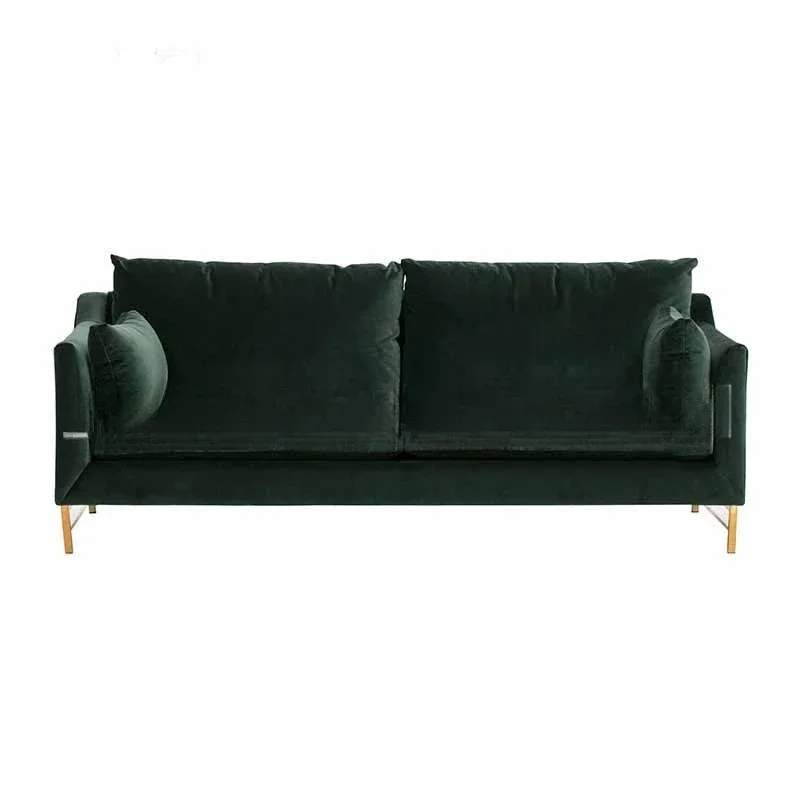 

Nordic dark green flannel casual stainless steel three-person sofa furniture hotel clubhouse photo studio fashion sofa