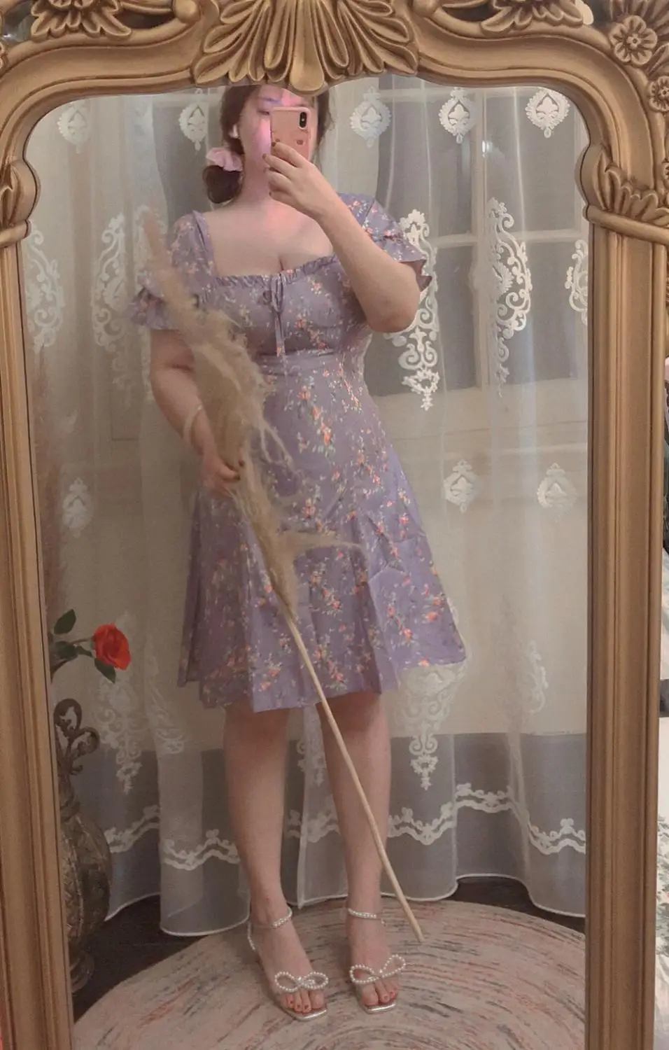 Abito viola francese retrò fata vestito da ragazza fata estate collo quadrato corto abito elegante di grandi dimensioni cosplay L-4XL di grandi dimensioni