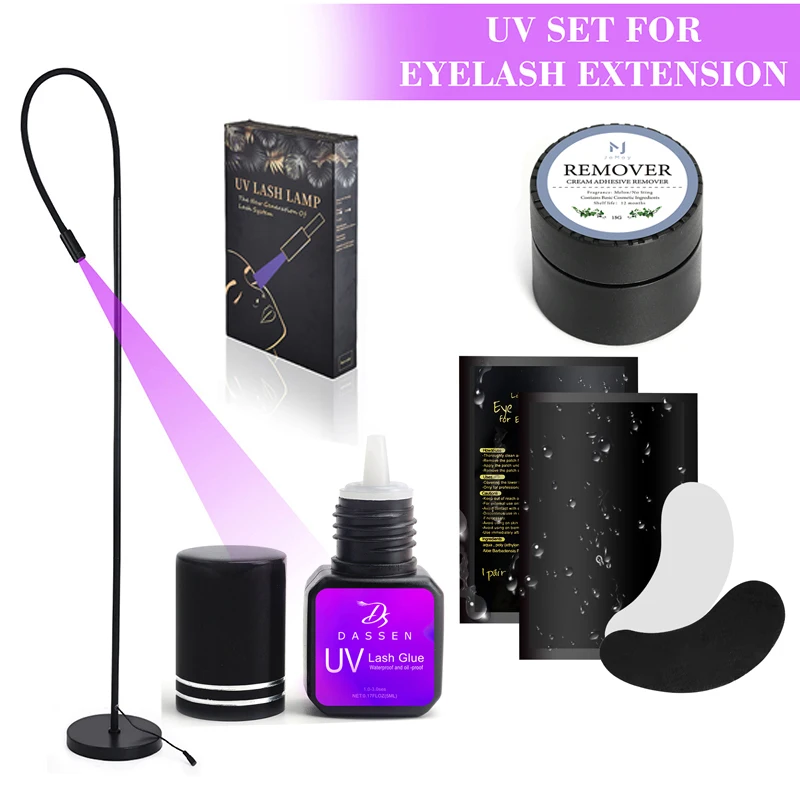 DboliUV-Système de colle UV pour extensions de cils, dissolvant de colle, tampons d'extension de cils, patchs UV, expédition rapide