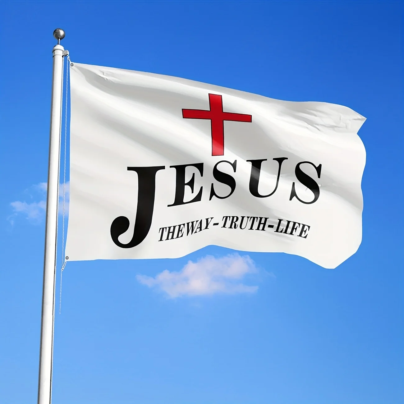 Jesus The Way Truth Life Christian Flag Red Cross Banner Church Worship Decor Outdoor Indoor Religious Event Flag