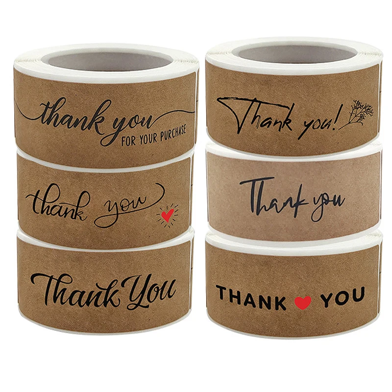 120Pcs Thank You For Your Order Stickers Kraft Paper Sealing Stickers Rectangle Labels Handmade Adhesive Tape