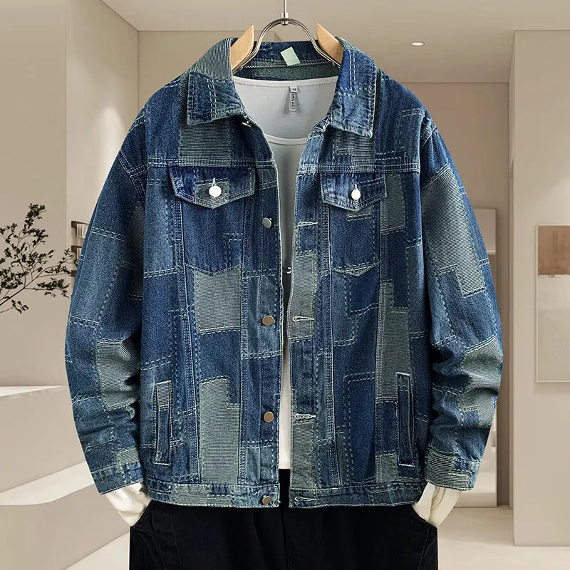

2025 Spring and autumn new splicing case explosion fashion casual style jacket jacket high quality men's coat