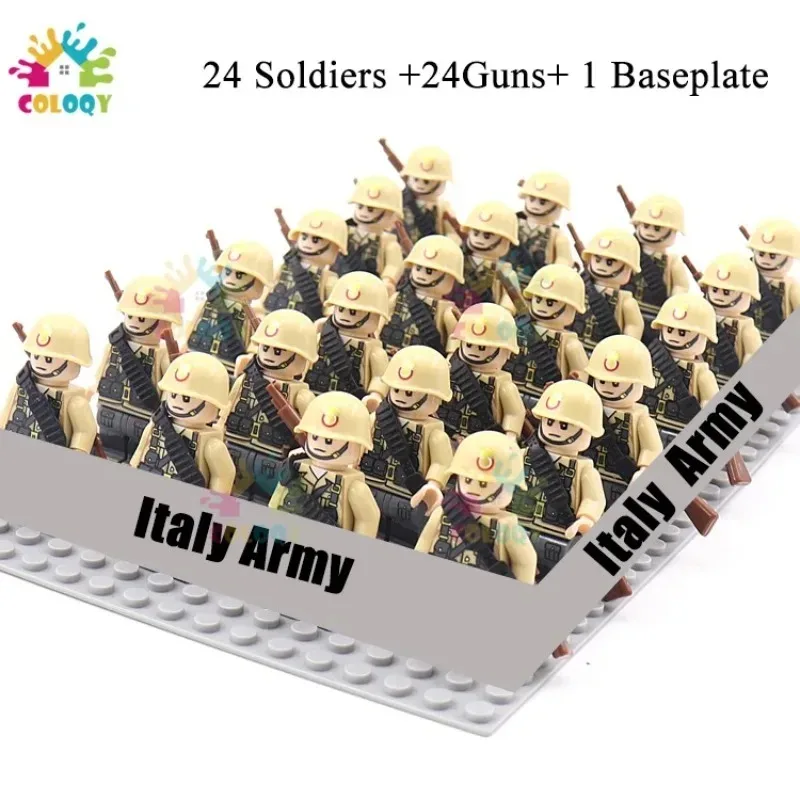 24-teiliges Armeesoldaten-Bausteinset mit Mini-Puppen und Untergrund, DIY-Kriegsszenen-Bausteine, Kinderspielzeug-Sammlung – Detail 18