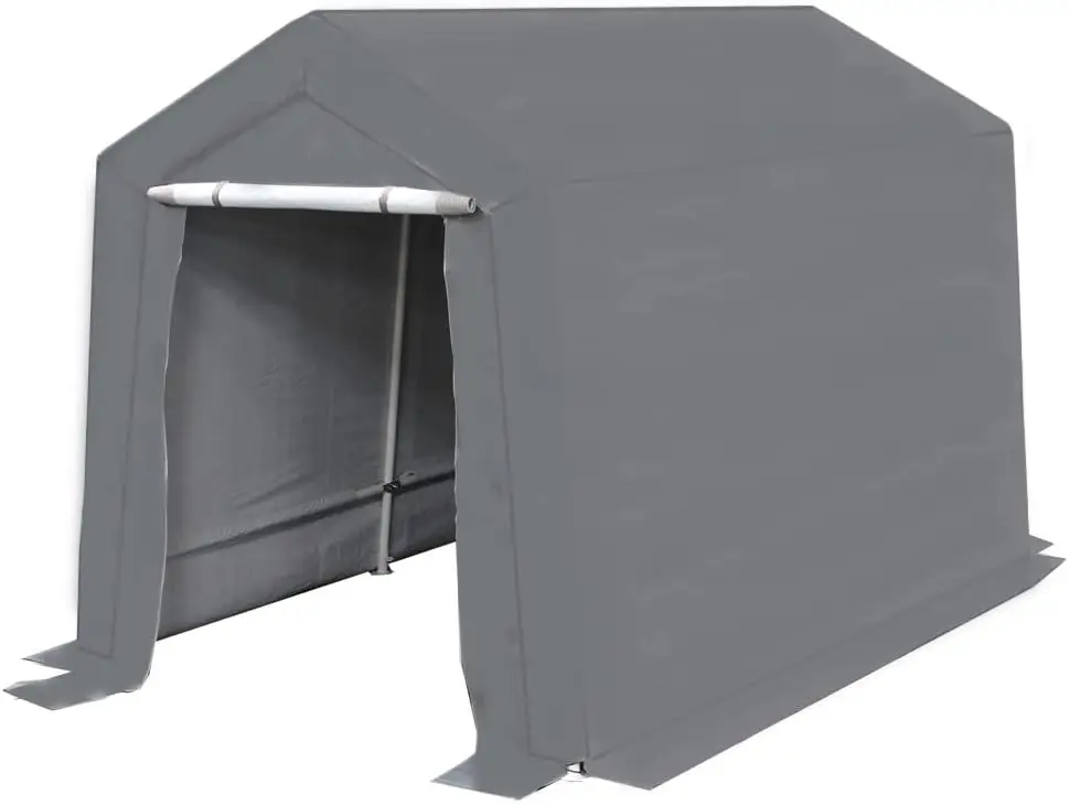 

Storage Shed 7-Feet by 12-Feet, 1.5-Inch Steel Frame, Enclosed w/roll-up Zipper Door, 185 GSM PE Cover, 6-Leg, Outdoor, Carport