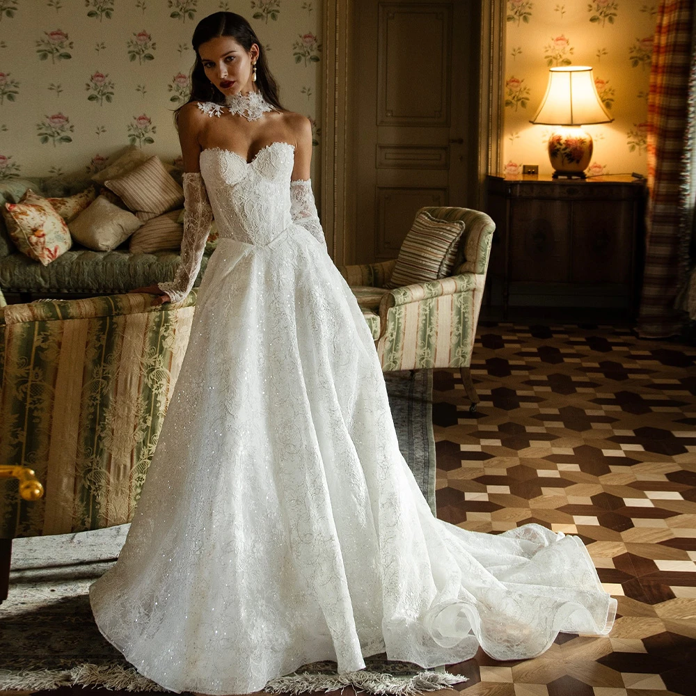 Customized Boho White Organza Wedding Dress Formal Sweetheart Sleeveless Bridal Gowns Boho A-Line Court Train Vestido De Novia