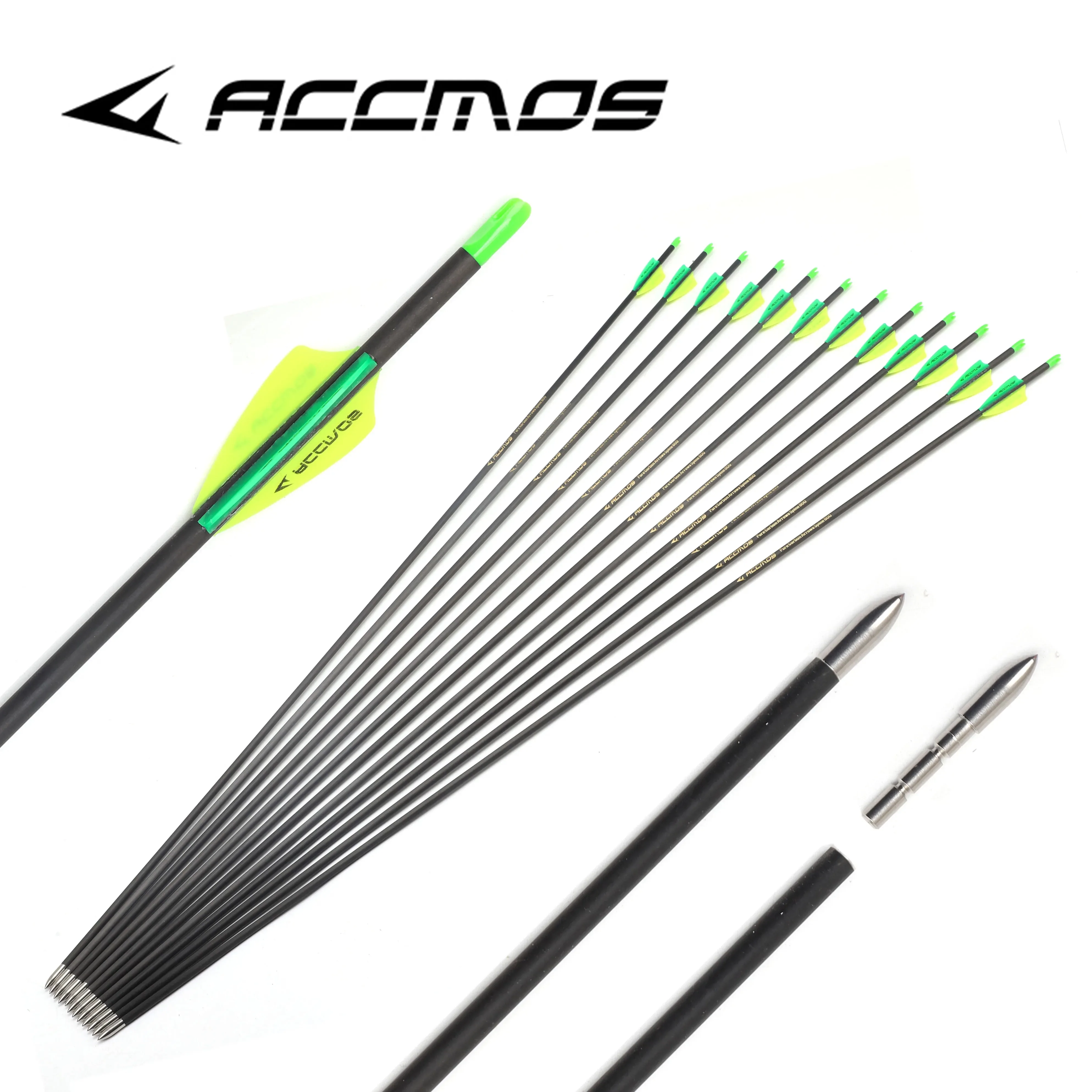 12pcs 31in ID 4.2mm Pure Carbon Shaft Spine 250 300 350 400 500 600 700 800 1000 Complete Arrow For Archery Hunting Shooting