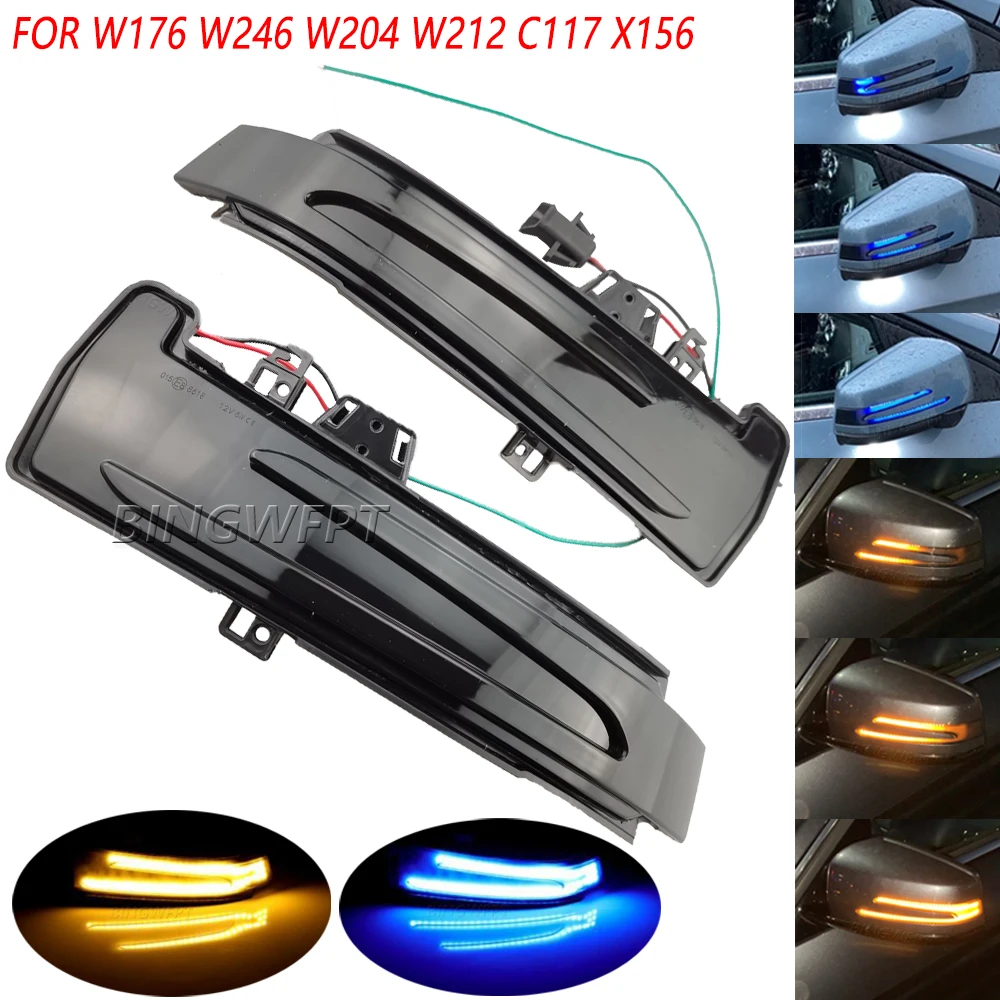 2pcs For Mercedes Benz W204 CLA A B C E S GLA GLK CLS Class W176 W212 Dynamic Turn Signal LED Light Side Mirror Indicator