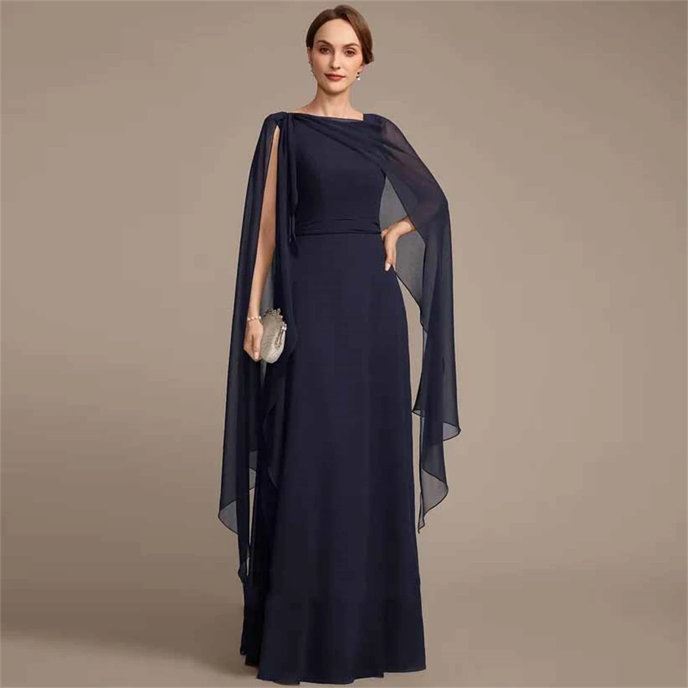 Customized Saudi Arabia Simple Evening dress A-line woman of the bride luxury wedding Chiffion sleeveless Waist Fold Crew dress