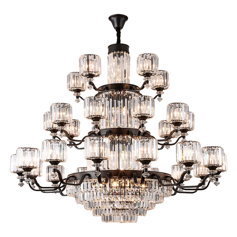 Duplex Villa Large Chandelier Light Crystal Mid Floor Light Luxury Luxurious Hall High Ceiling Hollow Modern And Simple Lamp view 5