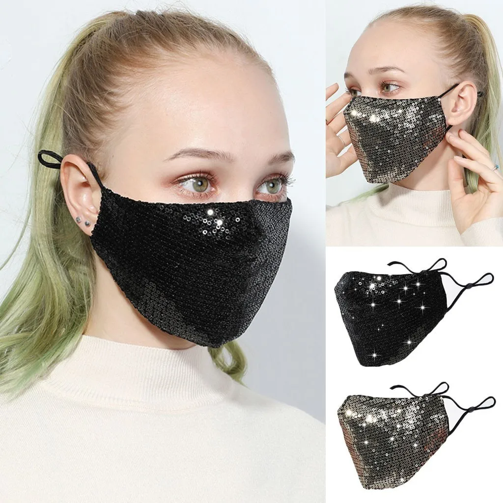 New Outdoor Personal Protective Mouth Mask Washable Reuse Face Mask Fashionable Women'S Sequin Mask Long-Wear Comfortable Mask