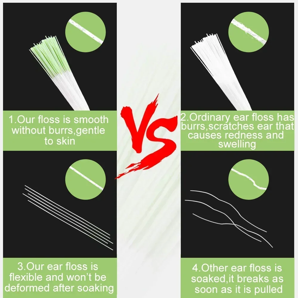 60cs Durchbohrte Ohr Reinigung Einweg Piercing Loch Reiniger Linie Zahnseide Schmutz Entfernen Anti-Blocking Ohr Linie Make-Up Nachsorge werkzeuge