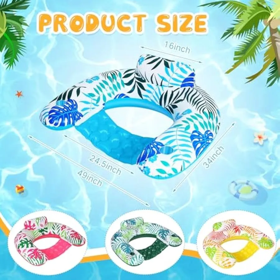 4 Uds sillas flotantes inflables flotadores de piscina para adultos con portavasos flotadores de río perezosos para adultos flotadores de salón portátiles de océano para