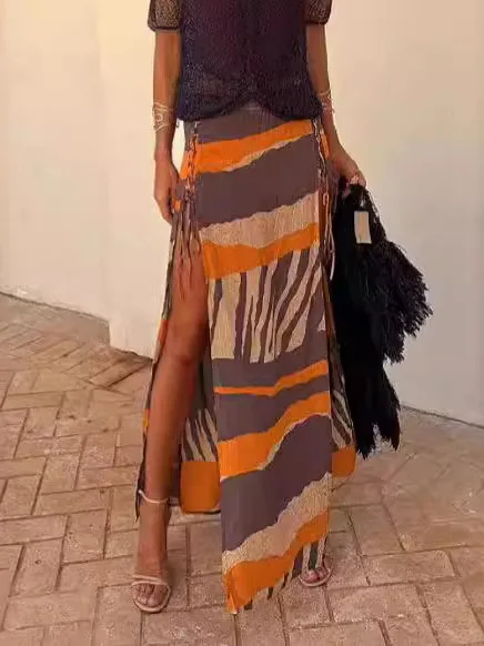 

Beachside Holiday Split Skirt Ci Outdoor Sle Breathable Skin-Friendly A-Line Skirt Casual Commute Faion