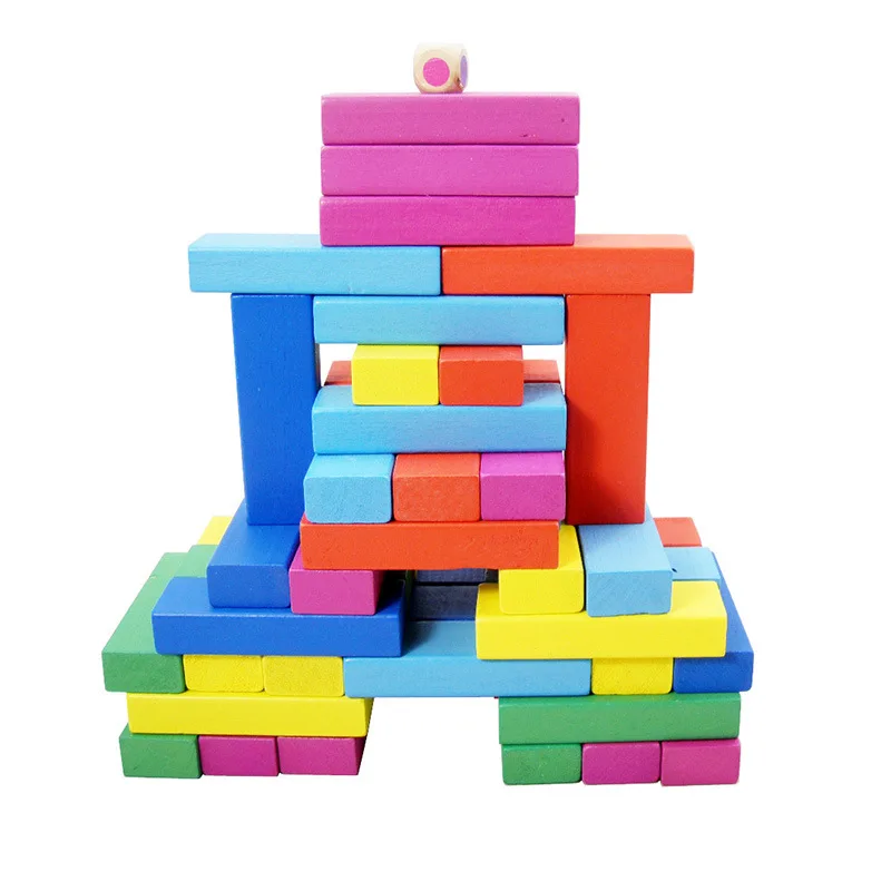 Juguetes Montessori de 48 piezas para bebés, juego de mesa de madera apilada de colores, bloques de rompecabezas grandes apilados