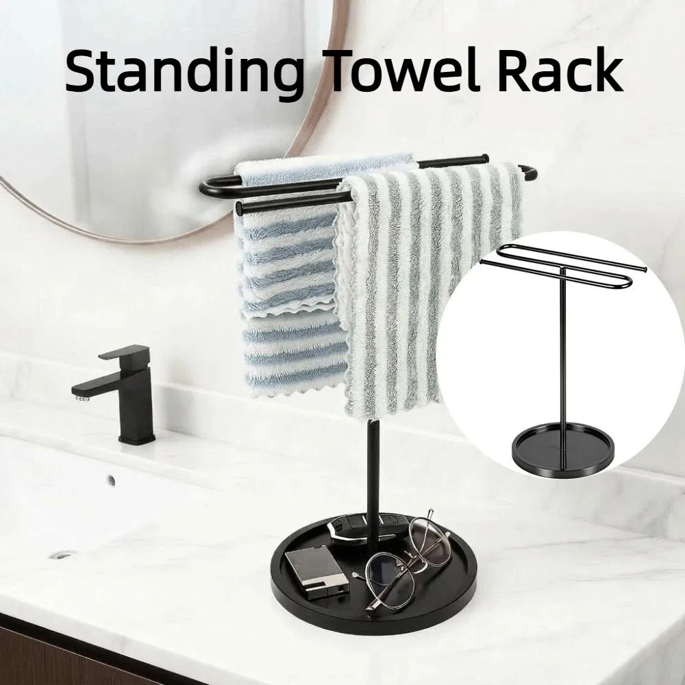 

Non-Slip Metal Towel Holder Weighted Base Space Saving Hand Towel Stand Stable Sturdy S-Shape Towel Stand Vanity Countertop