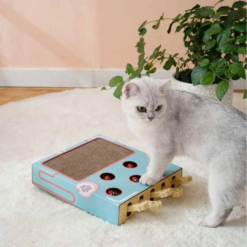 Hot Sale 3-in-1 Cat Maze Toy Box with Scratcher Funny Stick Mouse Chase Gophers Hit Game for Kittens Cats