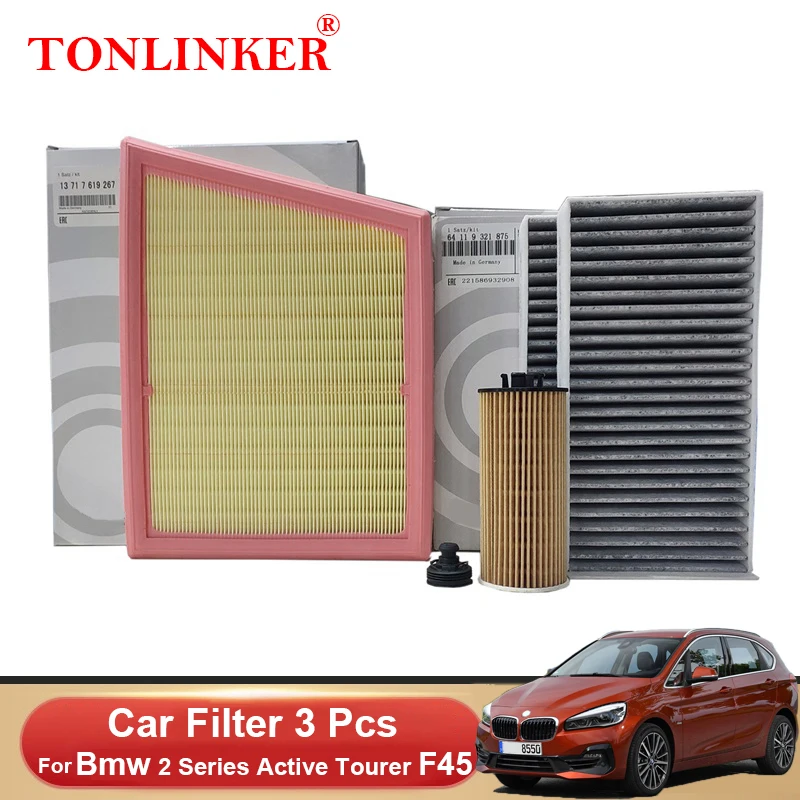 TONLINKER Cabin Air Filter Oil Filter For Bmw 2 Series Active Tourer F45 214d 216d/i 218d/i 220d 220i Model 2017-2020 2021 2022-