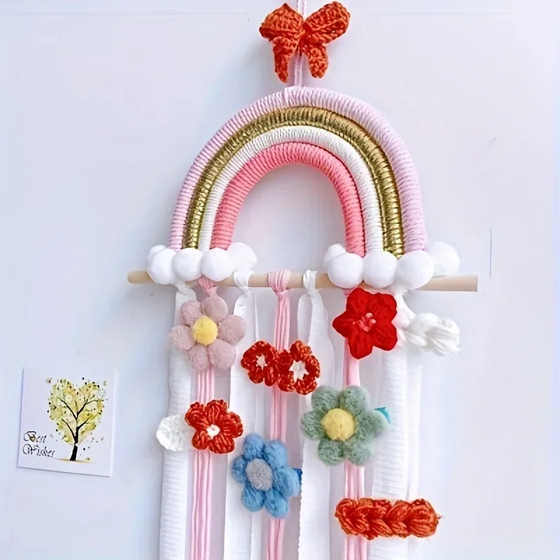 Rainbow Hanger for Home Decor Lovely Wall Decor Kid Hair Bow Holder Organizer for Girls Hair Clips Storage