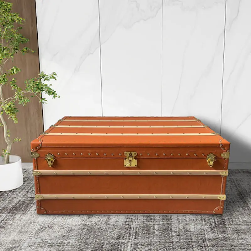 Cowhide coffee table box simple living room storage luxury box decorative ornament