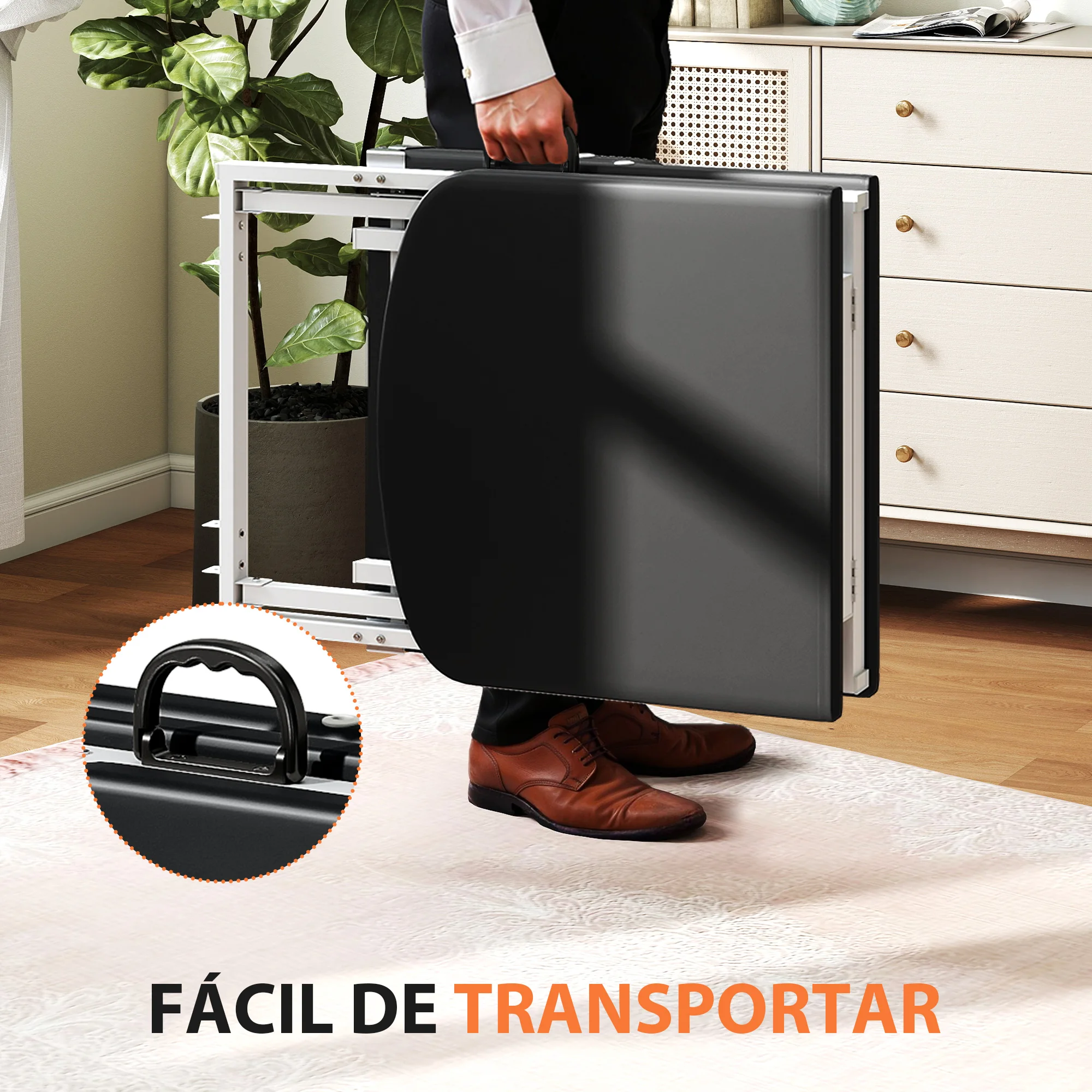 HOMCOM Camilla Masaje Plegable Portátil de 3 Zonas con Respaldo قابل للتعديل Reposacabezas Reposabrazos 182x82x68 سم Naranja