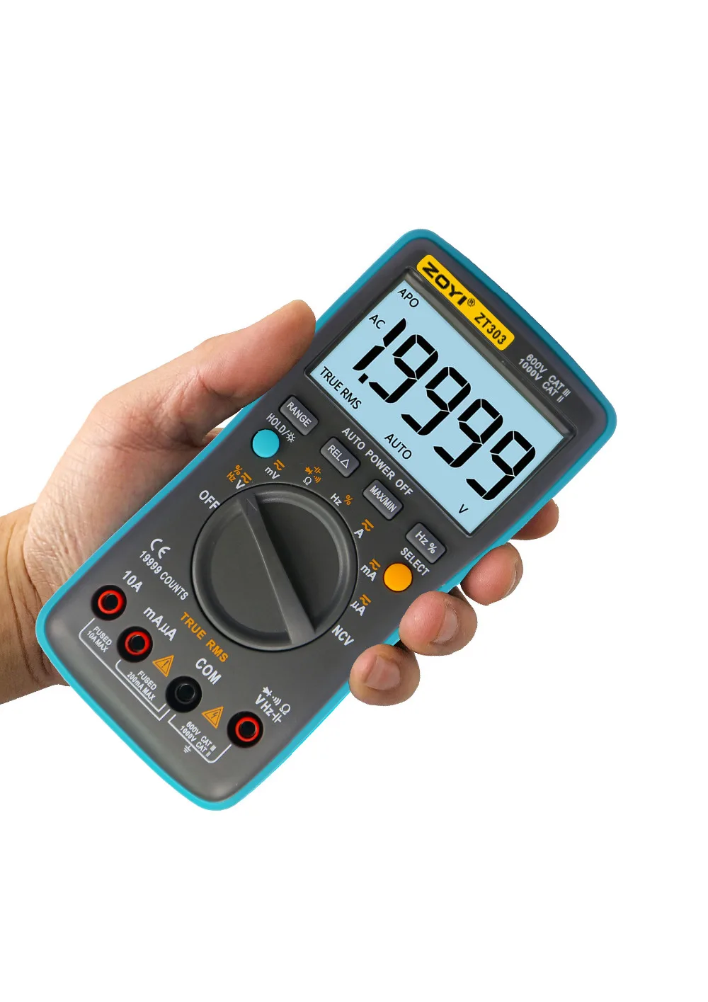 Imagem -03 - Alcance Automático Multímetro Digital True Rms de Alta Precisão Amperímetro Voltímetro Capacitor Inteligente Temperatura Ncv Ohm hz Live Tester 1999