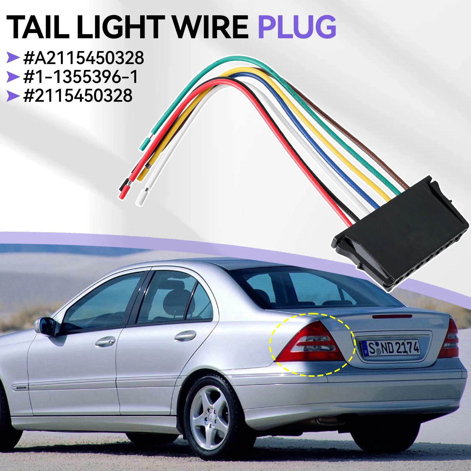 A2115450328 1-1355396-1 7Pin For Mercedes W204 S204 C204 C-Class Harness Clip Rear Tail Light Holder Bulb Wired Connector Plug