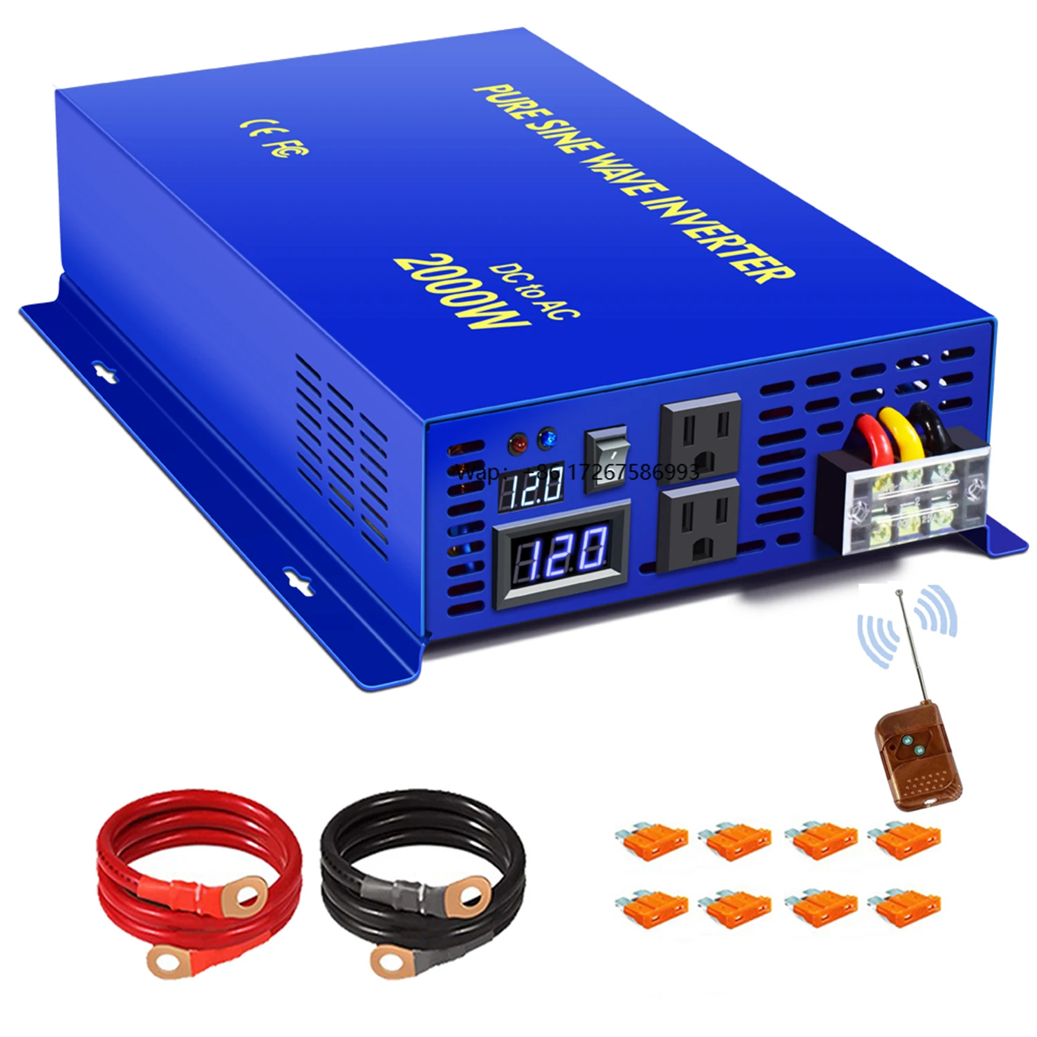 Solar Inverter DC 12v 24v 48v 60v 72v to AC 220v Off-Grid 2kw Pure Sine Wave Solar Inverter with Wireless Remote Control
