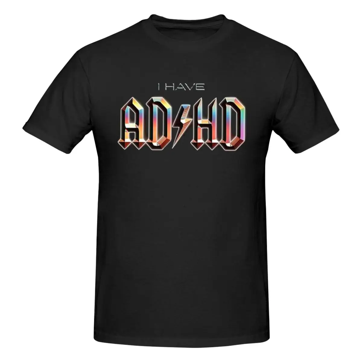 I Have Adhd Rock Music Parody T-Shirt for Men Cotton Oversized T Shirts Men's Short Sleeve Crew Neck Summer Clothes Tops S-6XL