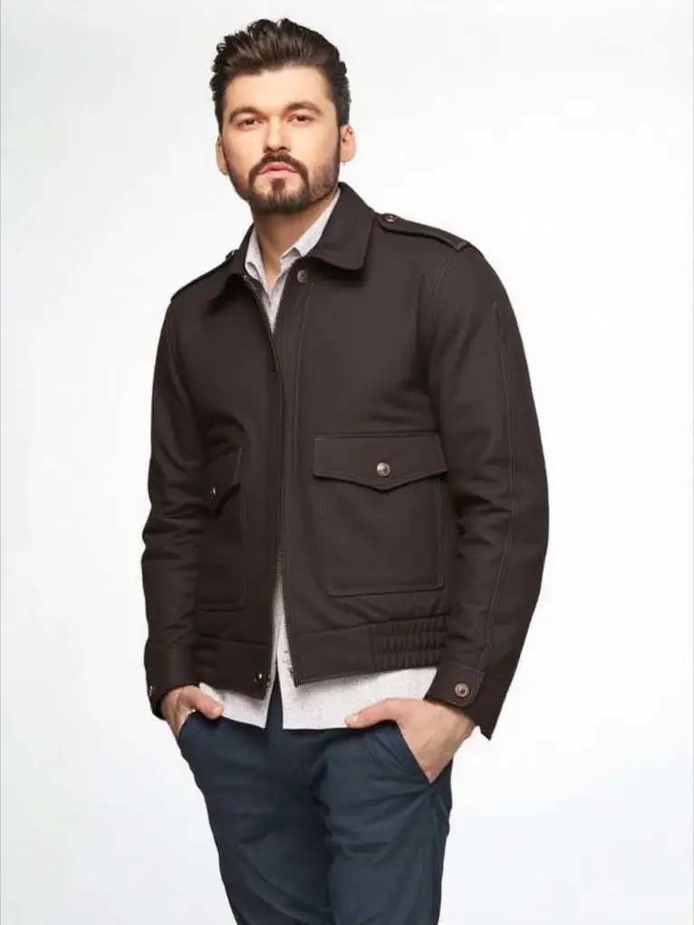 แจ็คเก็ตหนังสีน้ำตาลเข้มสำหรับผู้ชาย สไตล์เรโทร ไซส์ใหญ่พิเศษ 5XL หนังวัวแท้ ทรงหลวม ปกพับได้