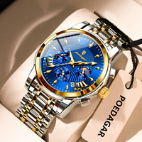 POEDAGAR Luxury Fashion Men Watch Waterproof Luminous Date Chronograph Man Watches Military Stainless Steel Men's Quartz Watches