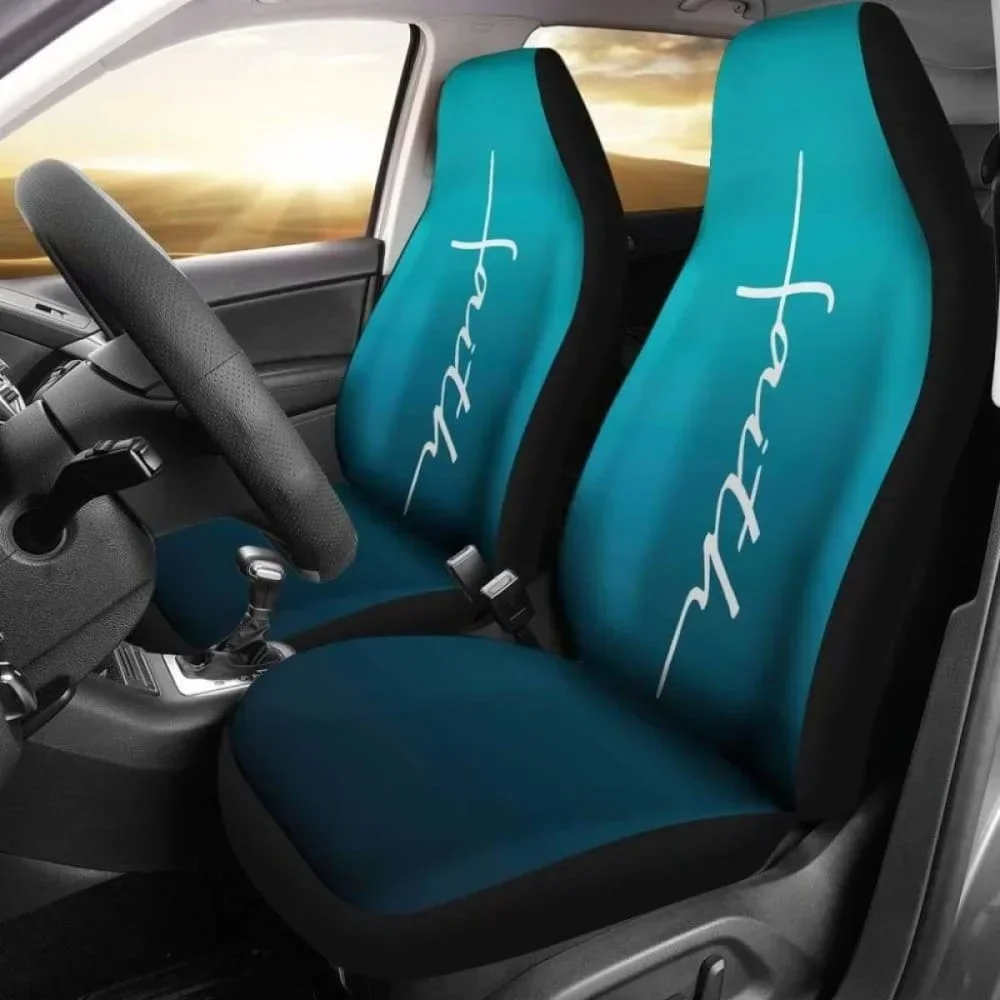 Faith Teal Ombre Car Seat Covers Religious Christian Themed,Pack of 2 Universal Front Seat Protective Cover