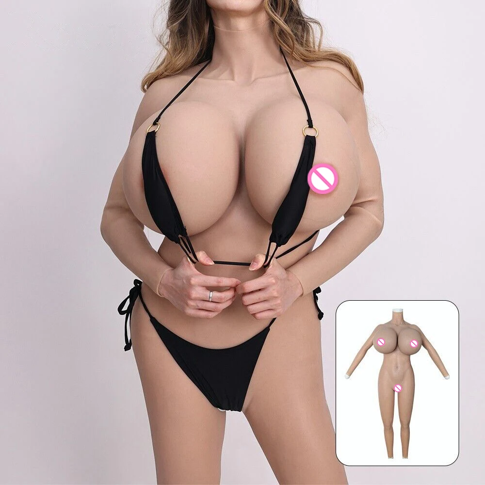 Silicone Bodysuit Huge Boobs S Cup and Fake Vagina Male to Female Shapewear with Arms or Cosplay Drag Queen Sissy Shemale