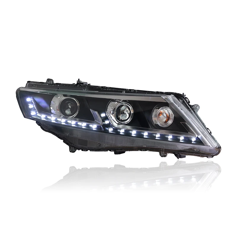 For Honda Crosstour LED Headlight Front Assembly Suit 2010 2011 2013 Year With Bi-xenon Projector Daytime Running Light