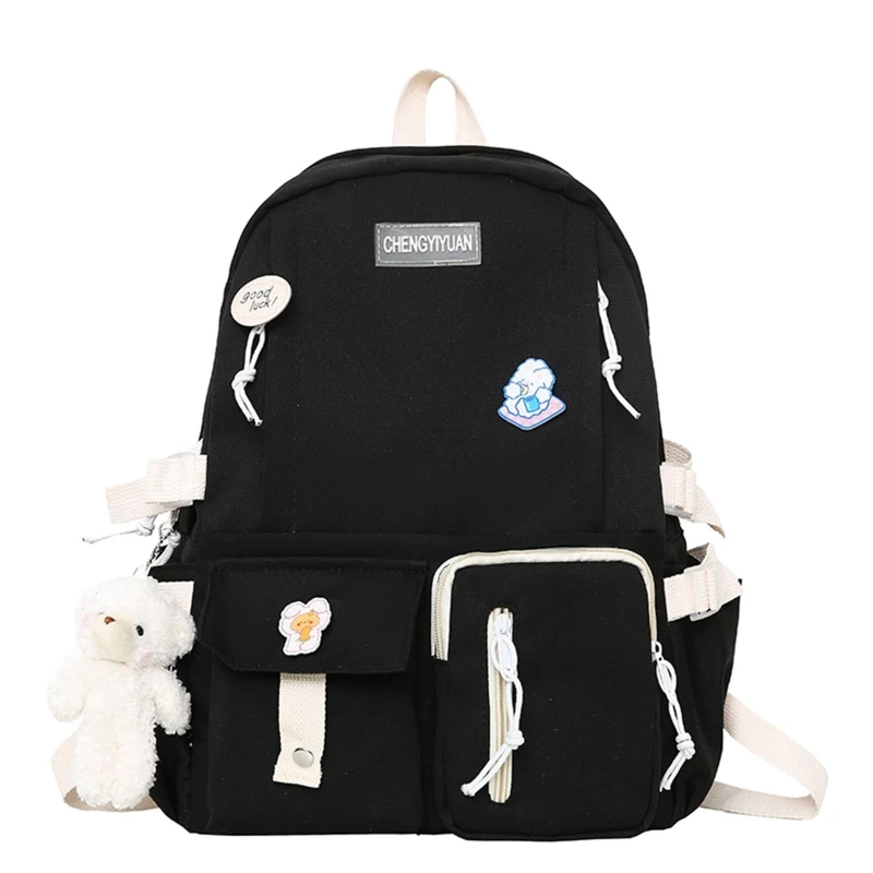 Women Cute Backpack Nylon School Bag for Teen Girls Large Capacity Rucksack Cartoon Student Daypack Drop Shipping