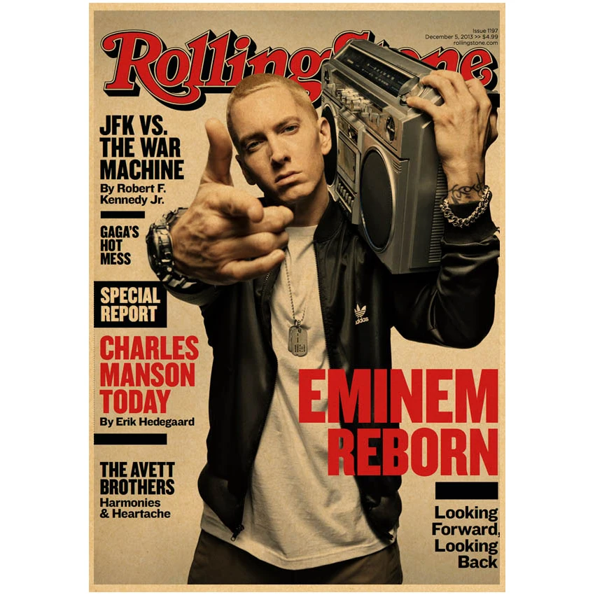 Retro  Rapper Eminem the Famous American Art Poster  Kraft Paper Sticker  Room Bar Cafe Room Wall Decor