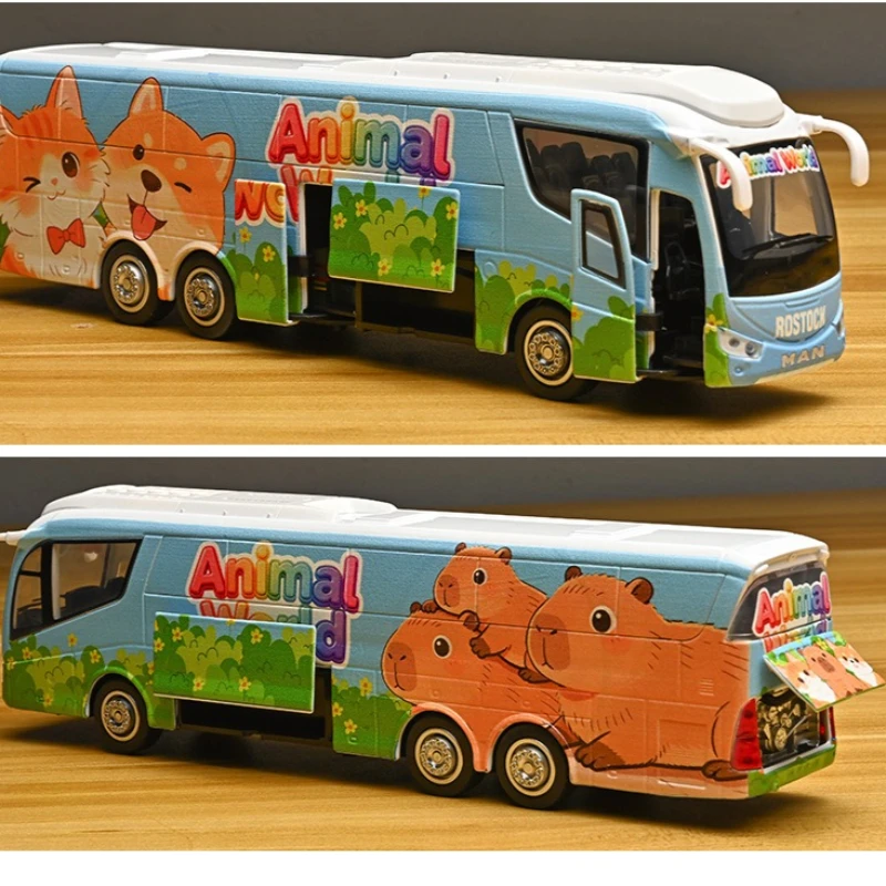 

1:55 Animal Bus Alloy Car Model Sound and Light Series Toy Car Cartoon Cute Painting Style Children's Gift