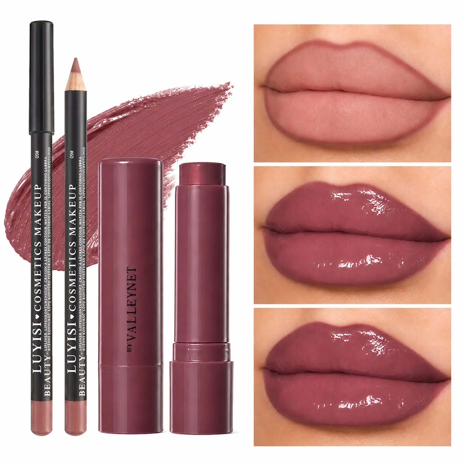 2pcs/Set Lip Liner&Moisturizing Lipstick-Precise Definition&Hydrating Color-Waterproof Long-Lasting Smudge-Proof-Natural