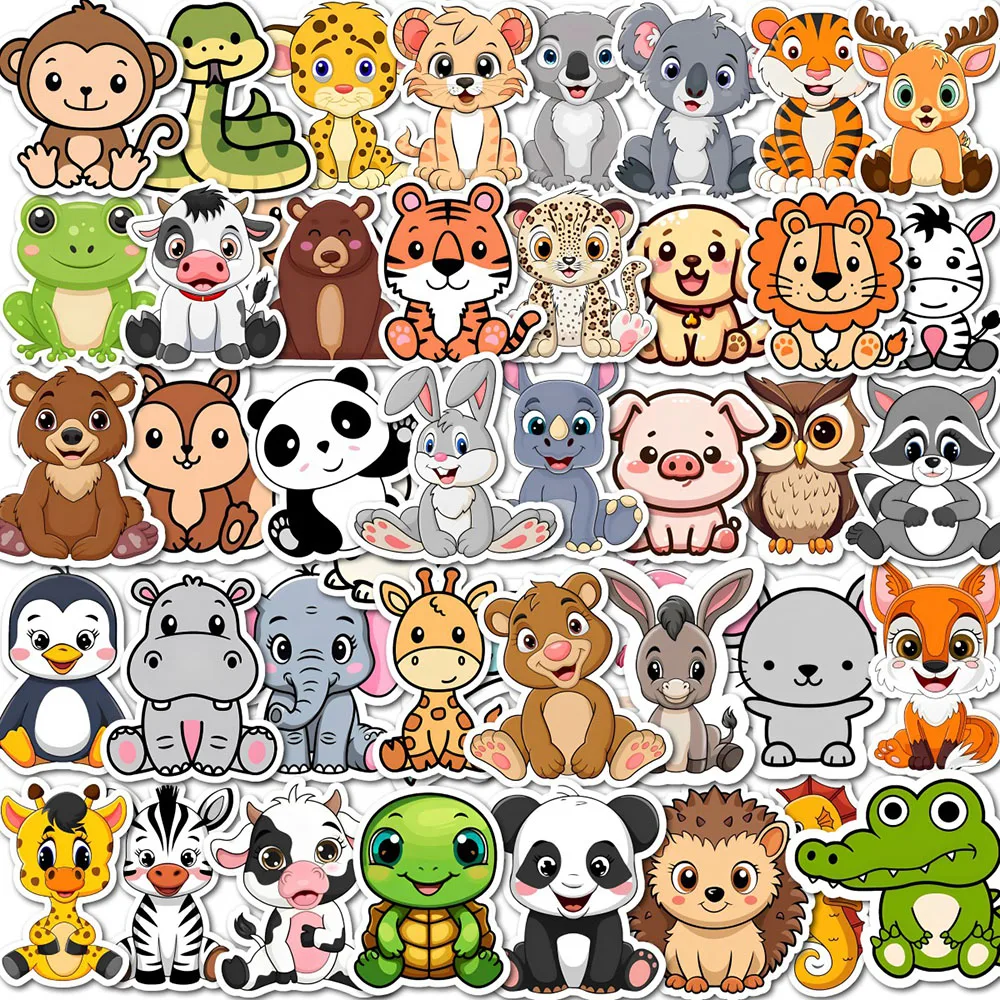 Cute Zoo Animal Stickers Waterproof Vinyl Decals For Laptop Water Bottle Phone Case DIY Decor