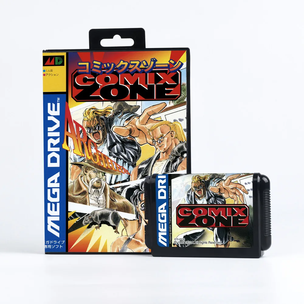 Comix Zone Japan Cover Game for SEGA Genesis Consoles Game Cartridge Box Manual