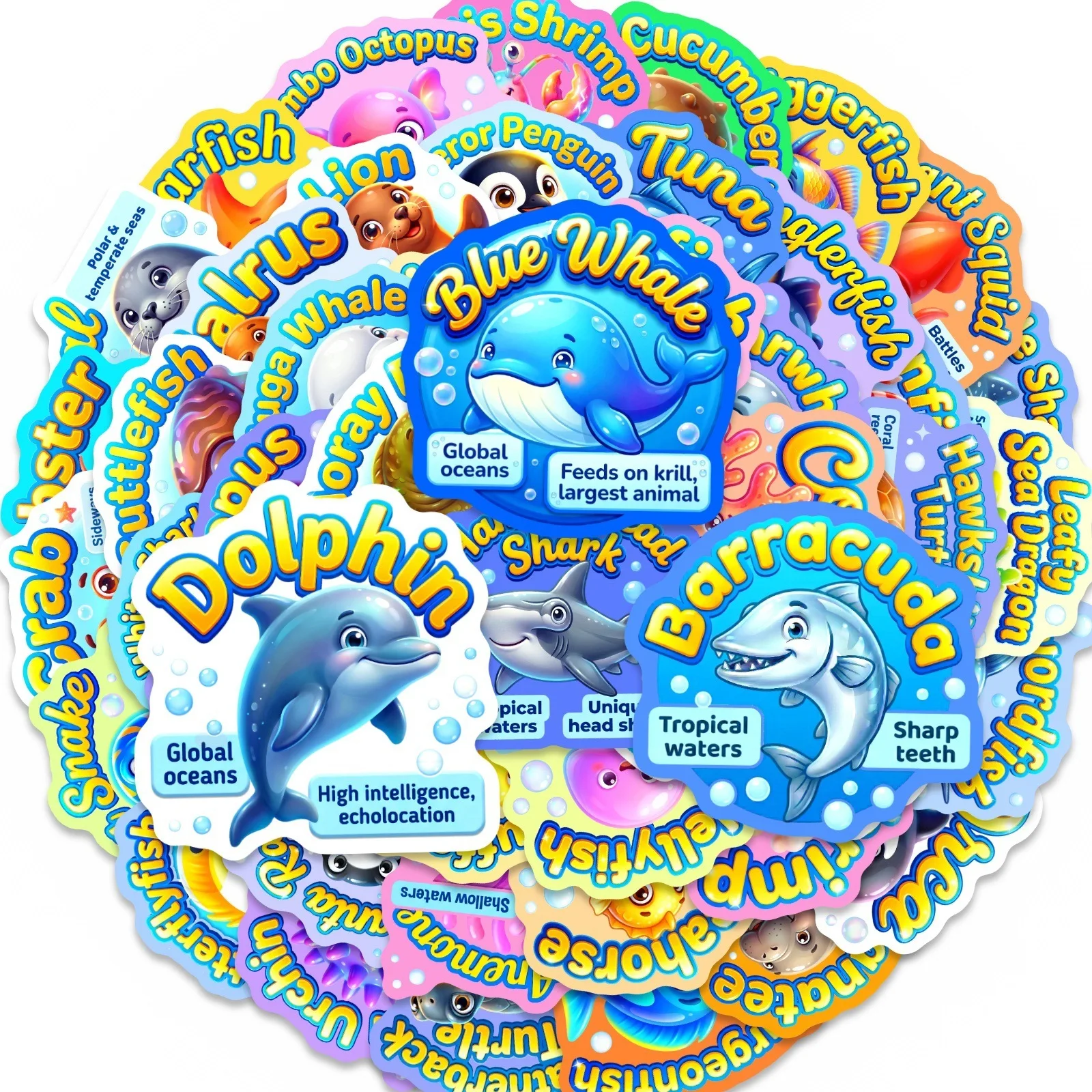 10/30/50PCS Cute Cartoon Funny Animals Stickers Sea World Book DIY Skateboard Toys Luggage Suitcase Decoration Graffiti Sticker