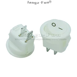 10pcs KCD1 15mm Round Rocker Switch 2 Pins 2 Position ON-OFF SPST White Electrical Equipment Power Switches AC 3A 250V 6A 125V