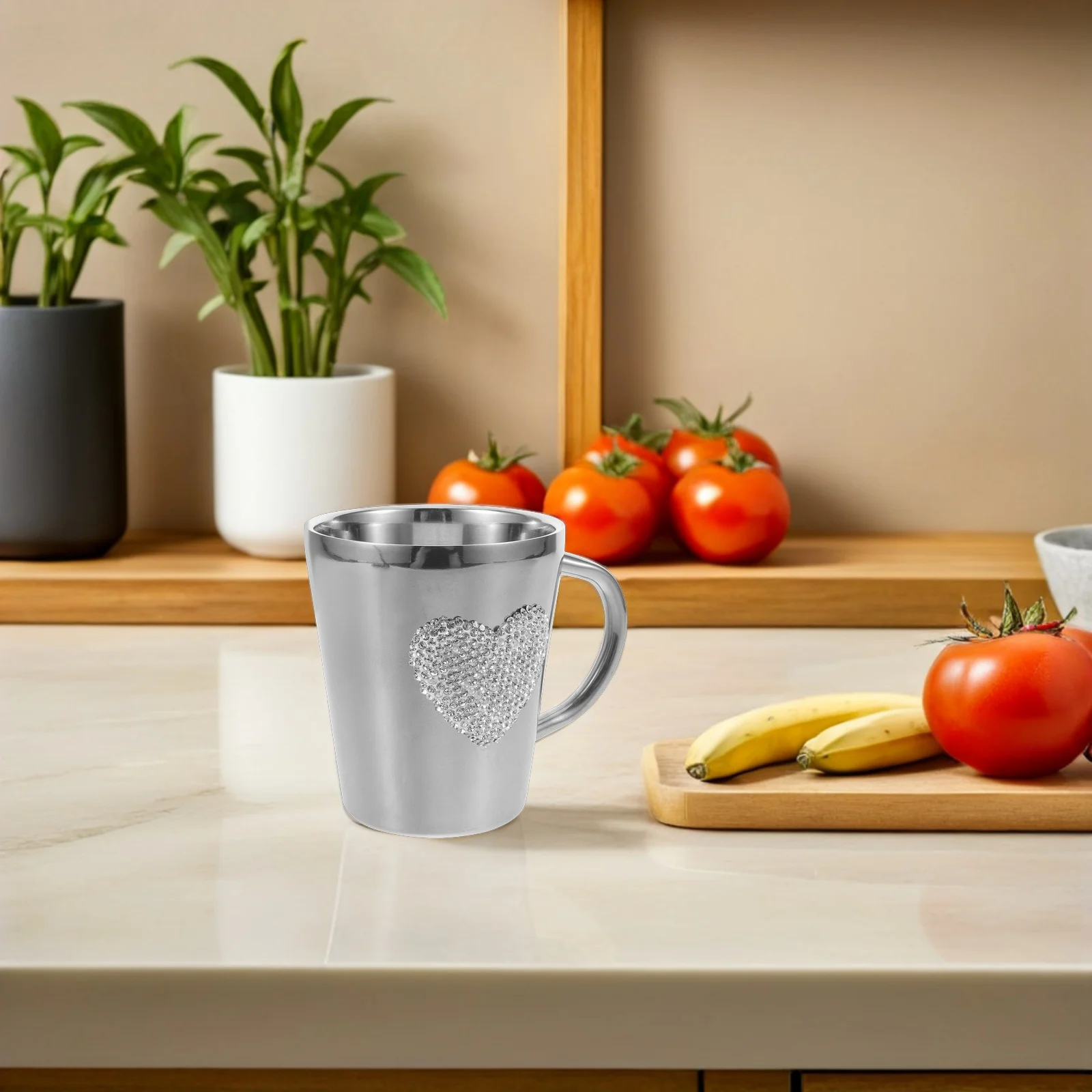 

Heart Rhinestone Mug Stainless Steel Reusable Coffee Cup Sparkly Love Water Cup For Valentine’S Christmas Camping Picnic